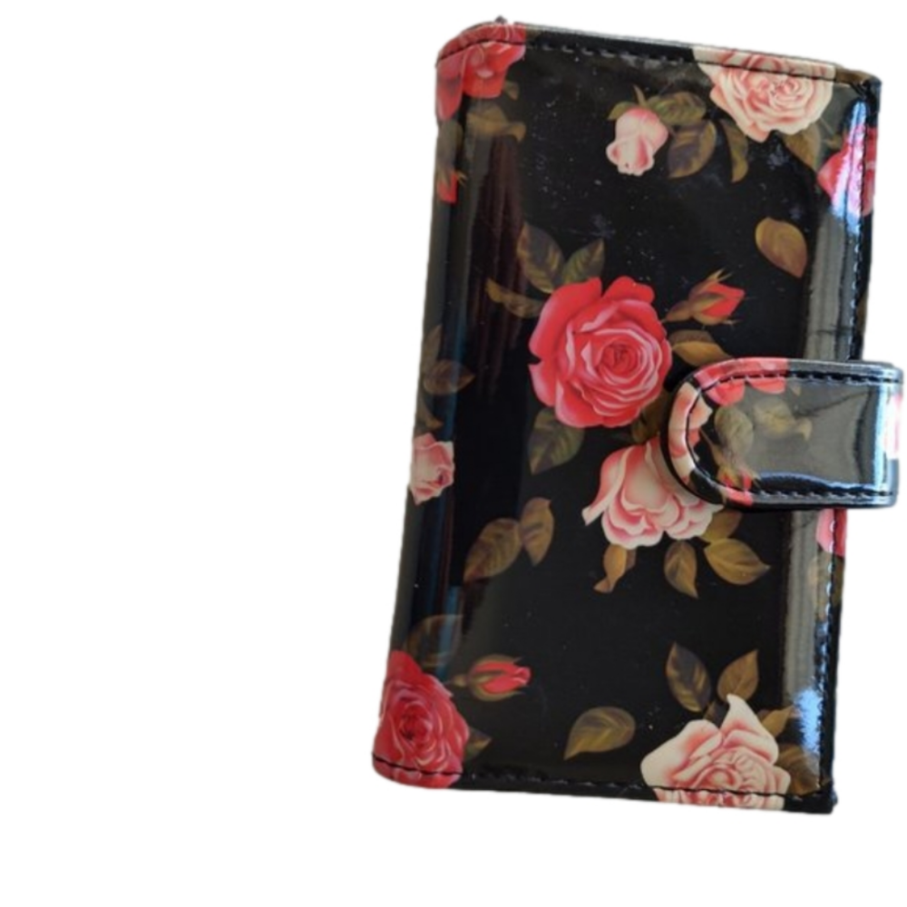 Small Floral Patent Leather Wallet